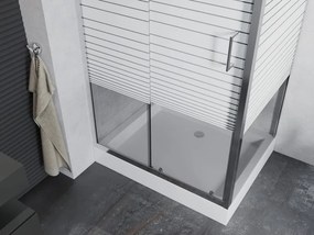 Mexen Apia schuifdouchecabine 100 x 80 cm, witte strepen, chroom + Rio douchebak - 840-100-080-01-20-4510