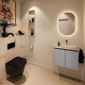 Mondiaz Ture DLux toiletmeubel 60cm plata met wastafel frappe rechts zonder kraangat