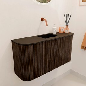 Mondiaz Joya 85cm toiletmeubel ronding links/rechts walnut met wastafel faye midden zonder kraangat urban