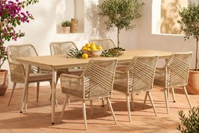 Tuinset 6 personen 240 cm Aluminium/rope Taupe Coco Vedra/Matale