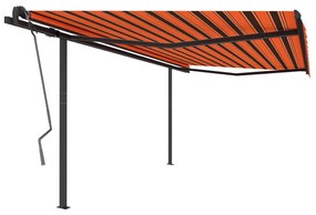 vidaXL Luifel automatisch uittrekbaar met palen 4,5x3 m oranje bruin