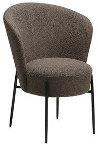 Dan-Form Orbit Eetkamerstoel Met Hoge Rugleuning Rond Boucle Bruin