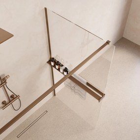 Saniclear Metric inloopdouche 100cm met handdoekhouder en helder glas verouderd messing