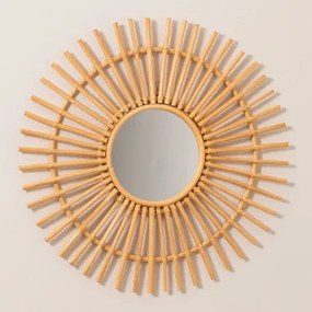 Ronde Wandspiegel Ø60 Cm In Rotan Beku Bruin Natuurlijk - Sklum