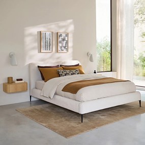 Bed met lattenbodem, in structuurstof, ontwerp Emmanuel Gallina, OSCAR