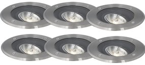 Set van 6 moderne buiten grondspots staal AR70 verstelbaar IP65 - Delux