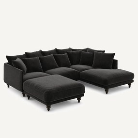 Voetenbank van fluweel chenille, Lazare