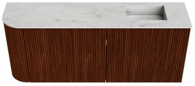 Mondiaz Joya DLux 100cm toiletmeubel ronding links ruby met wastafel faye rechts zonder kraangat opalo