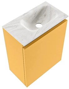 Mondiaz Ture DLux toiletmeubel 40cm ocher met wastafel ostra rechts met kraangat