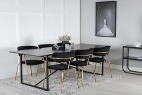 Jörn Eetkamerstoel Livia - Goud - Zwart Fluweel - Jörn