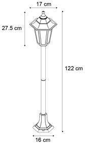 Klassieke buitenpaal zwart 122cm IP44 - New Haven Hammered Klassiek / Antiek E27 IP44 Buitenverlichting rond