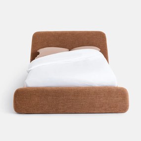 Opbergbed met opklapbare lattenbodem, chenille-stof, STEEN
