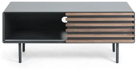Kave Home Kesia Tv-meubel Mat Grijs Met Walnoot - 120x45x48.5cm.