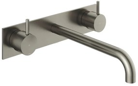 Hotbath Cobber afbouwdeel wastafelmengkraan met achterplaat en 25 cm uitloop geborsteld nikkel CB006TEXT25GN