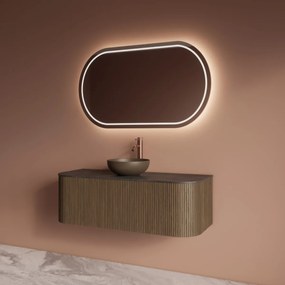 Gliss Design Alluro badmeubel ribbelfront met ronding links/rechts 120cm ash grey en zwart leisteen toppaneel