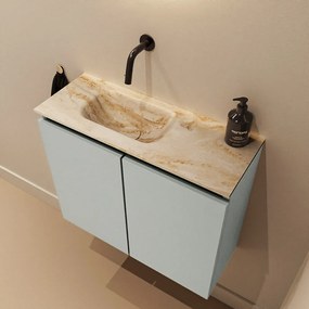 Mondiaz Ture DLux toiletmeubel 60cm greey met wastafel frappe links zonder kraangat