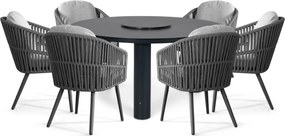 Tuinset Ronde Tuintafel 6 personen 150 cm Rope Grijs Santika Furniture Santika