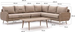 Hoek loungeset Intenso | 6 personen | Loungeset Beige | Hoekbank Wicker (vlechtwerk) | Kees Smit Tuinmeubelen