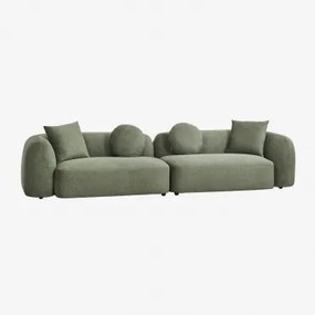 Modulaire 2-delige Bank In Chenille Coco Stof Chenille Groen – Salie - Sklum