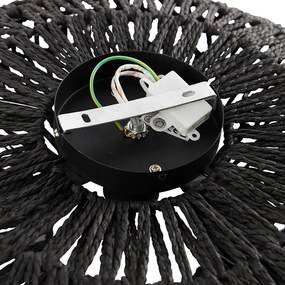 Retro plafondlamp zwart touw 50cm - Lina