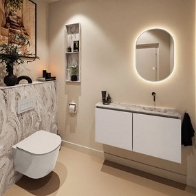 Mondiaz Ture DLux toiletmeubel 100cm linen met wastafel glace rechts zonder kraangat