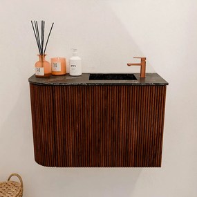 Mondiaz Joya DLux 60cm toiletmeubel ronding links ruby met wastafel faye rechts 1 kraangat lava