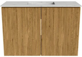 Mondiaz Joya DLux 60cm toiletmeubel oak met wastafel faye midden 1 kraangat opalo