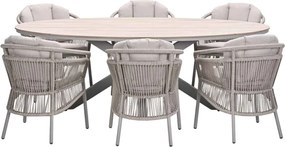 Garden Impressions Sorong tuinset 7-delig - Tulli tuintafel 220x115 cm - light teak vironwood
