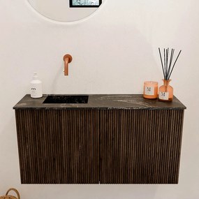 Mondiaz Joya DLux 80cm toiletmeubel walnut met wastafel faye links zonder kraangat lava
