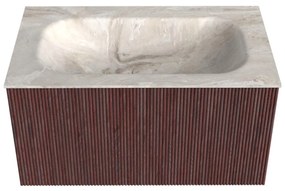 Mondiaz Kurve-dlux 80cm badmeubel ruby met 1 lade en wastafel big small midden zonder kraangat frappe