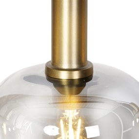 Eettafel / Eetkamer Design hanglamp zwart met goud en smoke glas 4-lichts - Zuzanna Design E27 Binnenverlichting Lamp