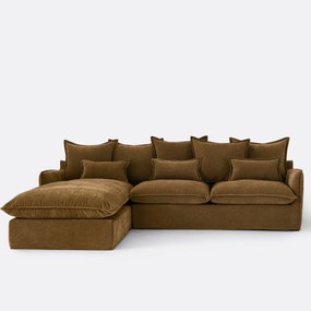 Hoekbank links, omvormbaar, afneembare hoes, 4-zits, gemêleerd polyester, ODNA