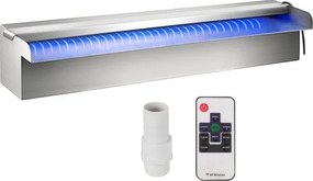 VEVOR Zwembadwaterval Overloopgoot 30 x 11,5 x 8 cm, RVS Zwembadwatervalfontein met kleurrijke LED-strip Slangaansluiting Afstandsbediening Corrosiebestendig voor Vijverzwembad