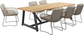 4 Seasons Outdoor Aprilla tuinset pure met Noah tafel met teak blad 260 x 100 cm * Sale * Tuinset houtkleur weerbestendig