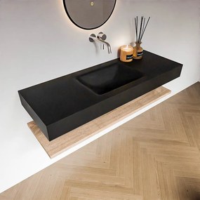 Zaro Alan badmeubel 130cm met planchet washed oak en vrijhangende wastafel cloud midden zonder kraangat urban