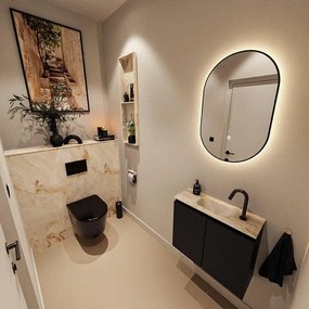 MONDIAZ TURE-DLUX 60cm toiletmeubel Urban. EDEN wastafel Frappe positie midden. Met 1 kraangat. TUREDX60URBM1FRA