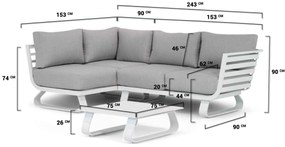 Chaise Loungeset 3 personen Aluminium Wit Santika Furniture Santika Sovita