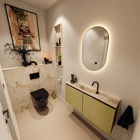 Mondiaz Ture DLux toiletmeubel 100cm oro met wastafel frappe midden met kraangat