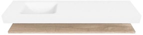 Zaro Alan badmeubel 180cm met planchet washed oak en vrijhangende wastafel cloud links zonder kraangat talc