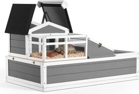 VEVOR Schildpaddenhuis, Schildpaddenverblijf, Reptielenkooi 1120x650x600 mm, voor schildpadden, reptielen en kleine dieren, gemaakt van vurenhout, met 4 kamers, 2 verdiepingen, scharnierend deksel, hellingbaan en afsluitbare sluiting.