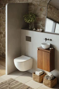 Fontana Bano toiletmeubel walnoot 40x22cm met glans witte waskom