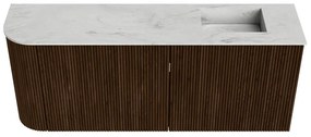 Mondiaz Joya DLux 100cm toiletmeubel ronding links walnut met wastafel faye rechts 1 kraangat opalo