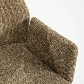 Eleonora Indy Stoel Met Armleuningen Mosterd Geweven Stof