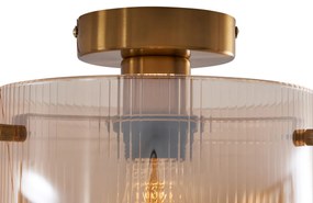 Art Deco plafondlamp messing met amber glas - Laura Art Deco E27 rond Binnenverlichting Lamp