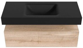 Zaro Alan badmeubel 110cm washed oak 1 lade met vrijhangende wastafel cloud midden zonder kraangat urban