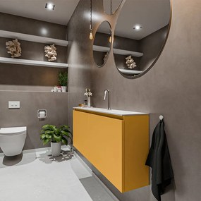 Mondiaz Ture 120cm toiletmeubel ocher met wastafel talc midden 1 kraangat
