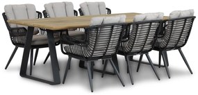 Tuinset 6 personen 240 cm Wicker/Aluminium/Aluminium/wicker Zwart Coco Azzano/Palta