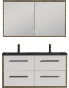 Tiger Boston badmeubel met spiegelkast en zwarte wastafel 120cm chalet eiken