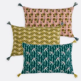 Rechthoekige kussenhoes, katoen, bloemenprint, YASUO