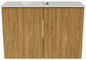 Mondiaz Joya DLux 60cm toiletmeubel oak met wastafel faye links 1 kraangat opalo